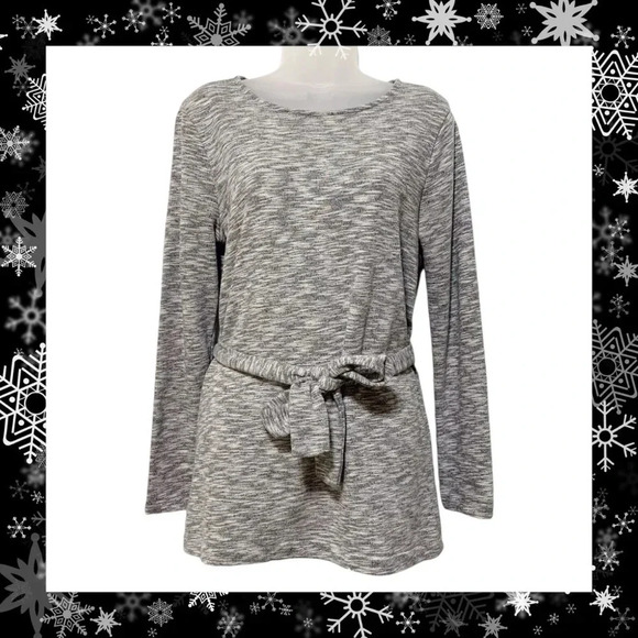 J. Crew Gray Sweater Women’s Size Small Long Sleeve Belted Cotton Top Mercantile - Picture 1 of 9